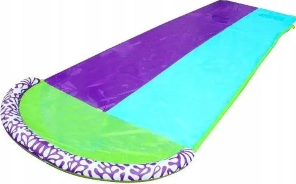 Set tobogan pentru apa dublu, Zola, 2 placi gonflabile, 145 x 482 cm, mov/albastru Set tobogan pentru apa dublu, Zola, 2 placi gonflabile, 145 x 482 cm, mov/albastru